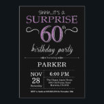 Surpreenda o 60th preto e o roxo do convite do<br><div class="desc">Surpreenda o 60th convite do aniversário com fundo preto e roxo do brilho. Quadro. Aniversário adulto. Os homens ou as mulheres Bday convidam. Alguma idade. Para uma personalização mais adicional,  clique por favor "personalizam-no" botão e usam-nos nossa ferramenta de design para alterar este modelo.</div>