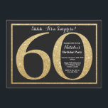 Surpreenda o brilho Dourado do 60th convite do<br><div class="desc">Surpreenda o 60th convite do aniversário. O preto e a festa de aniversário Dourado do brilho convidam com fundo do quadro. Aniversário da surpresa. Aniversário adulto. Partido da festança de Bday dos homens ou das mulheres. Para uma personalização mais adicional, clique por favor "personalizam-no" botão e usam-nos nossa ferramenta de...</div>