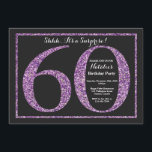 Surpreenda o brilho roxo do 60th convite do<br><div class="desc">Surpreenda o 60th convite do aniversário. A festa de aniversário preta e roxa do brilho convida com fundo do quadro. Aniversário da surpresa. Aniversário adulto. Partido da festança de Bday dos homens ou das mulheres. Para uma personalização mais adicional, clique por favor "personalizam-no" botão e usam-nos nossa ferramenta de design...</div>