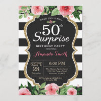 Surpresa 50º Aniversário Convite Mulheres Floral