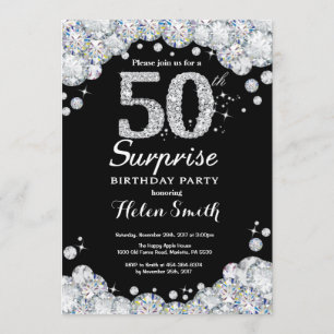Surpresa 50º Aniversário Convite Silver Diamond