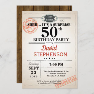 Surpresa 50º convite de aniversário para homens