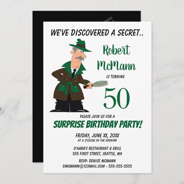 Surpresa 50º Convite de aniversário - Segredo (Frente/Verso)