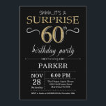 Surpresa 60º Aniversário Convite Preto e Dourado<br><div class="desc">Surpreenda o 60º Convite de Aniversário com Fundo de Brilho Preto e Dourado. Chalkboard. Aniversário Adulto. Homens ou Mulheres no Dia Convidam.
Qualquer idade. Para mais personalização,  clique no botão "Personalizar" e use a ferramenta design para modificar este modelo.</div>