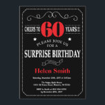 Surpresa 60º Aniversário Convite Vermelho e Negro<br><div class="desc">Surpresa 60.º Aniversário Convidando Tipografia Vermelha e Negra. Chalkboard. Fundo preto e branco. Aniversário Adulto. Homens ou Mulheres Aniversário. Menino ou Menina Menina Menina Adolescente Convidam. 13 15 de 16º 18º 20 21rua 30 de 40º 50º 80 de 60º 70 de 100º. Qualquer Idade. Para mais personalização, clique no botão...</div>