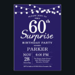 Surpresa 60º aniversário Marinho de convite azul<br><div class="desc">Surpreenda 60º Convite de Aniversário com Luzes de Cordas. Fundo Azul marinho. 13 15 16º 18º 20 21rua 30 40º 50º 60º 80 de 70 100º,  qualquer idade. Para mais personalização,  clique no botão "Personalizar" e use nossa ferramenta de design para modificar este modelo.</div>