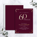 Surpresa 60 e maravilhosa Burgundy e Dourado Anive<br><div class="desc">É seu aniversário especial, e é hora de comemorar! Você quer jogar o melhor baluarte na cidade? Certifique-se de que começa com o mais alto estilo com este Surpresa 60 e Fabuloso Convite à Foil de Aniversário e Dourado. Certamente dará o tom para uma celebração glamourosa. Este belo convite apresenta...</div>