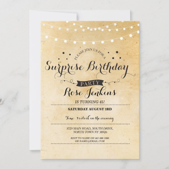 Surpresa Aniversário 40º 50º e 60º Convite Floral (Frente)