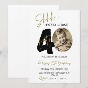 Surpresa aniversário de 40 anos de Convite Foto Ad