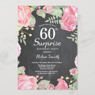 Surpresa Básica Floral 60º Convite de Aniversár