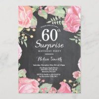 Surpresa Básica Floral 60º Convite de Aniversário