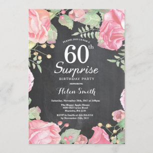 Surpresa Básica Floral 60º Convite de Aniversário