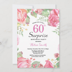 Surpresa Básica Floral 60º Convite de Aniversário