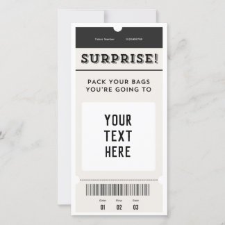 Surpresa! Cartão de Embarque com Texto Personaliza