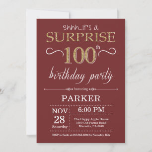 Surpresa Convite de Aniversário de 100 anos com Br
