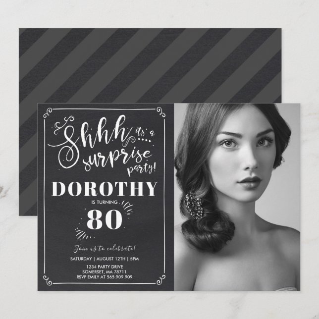 Surpresa do vintage do convite do aniversário do (Frente/Verso)