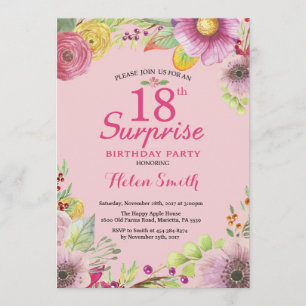Surpresa Floral 18º Convite de Aniversário para Mu