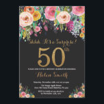 Surpresa Floral 50º Convite de Aniversário Dourado<br><div class="desc">Surpresa Floral 50º Convite de Aniversário para Mulheres. Flor Floral de Água. Brilho preto e Dourado. Rosa,  Amarelo,  Laranja,  Flor Roxo. Aniversário Adulto.
Para mais personalização,  clique no botão "Personalizar" e use a ferramenta design para modificar este modelo.</div>
