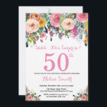 Surpresa Floral 50º Convite de Aniversário Rosa<br><div class="desc">Surpresa Floral 50º Convite de Aniversário para Mulheres. Flor Floral de Aquarela. Rosa, Amarelo, Laranja, Flor Roxo. Aniversário Adulto. 30 40th 50th 60th 80 de 70 de 100th 13 de 16th 18th 20 21rua de qualquer idade. Para mais personalização, clique no botão "Personalizar" e use nossa ferramenta de design para...</div>