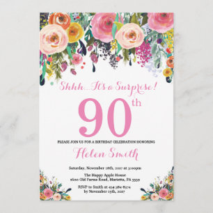 Surpresa Floral 90 de Convite de Aniversário Rosa