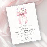 SURPRESA ORÇAMENTAL 50º Convite para Arco Rosa de<br><div class="desc">Um arco de coquete rosa feminino é decorado com pequenas flores azuis roxas e rosa.</div>