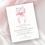 SURPRESA ORÇAMENTAL 60º Convite para Arco Rosa de<br><div class="desc">Um arco de coquete rosa feminino é decorado com pequenas flores azuis roxas e rosa.</div>