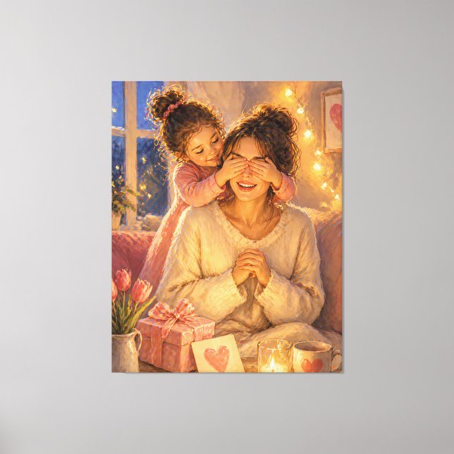 Surpresa Presente para a Mamãe Tela Arte Decoração (Frente)
