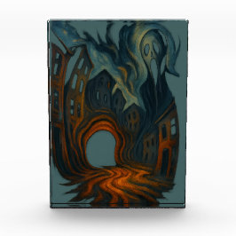 Surreal Dark Cityscape Art Ghostly Figure Painting