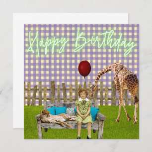 Surreal Girl and Zoo Animal Funky Birthday