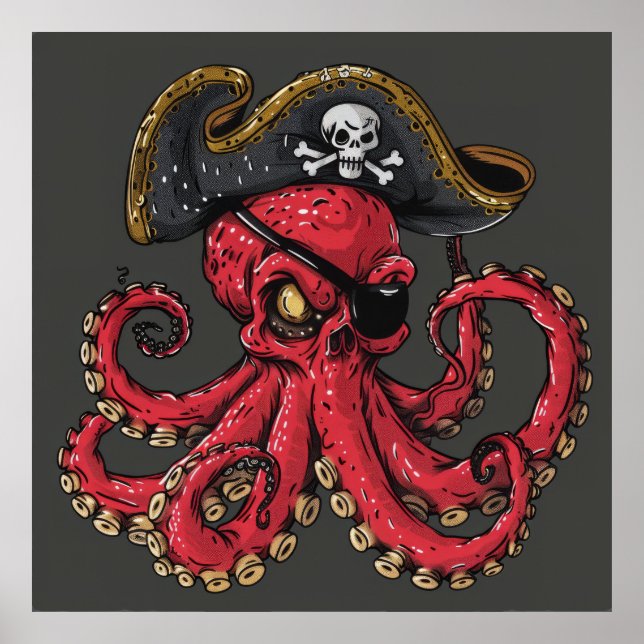 Surreal Red Octopus Art Impressão (Frente)