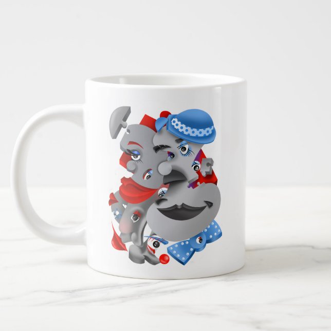 Surreal Rostos Negros e Artísticos Grande Xícara d (Esquerda)