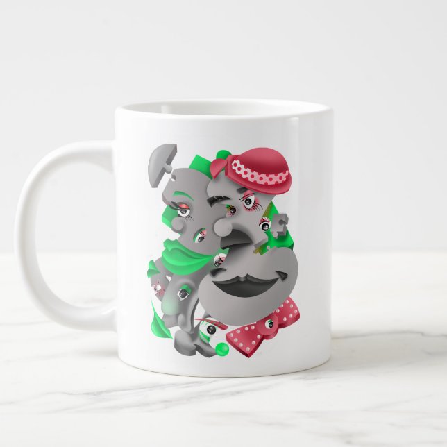 Surreal Rostos Negros e Artísticos Grande Xícara d (Esquerda)