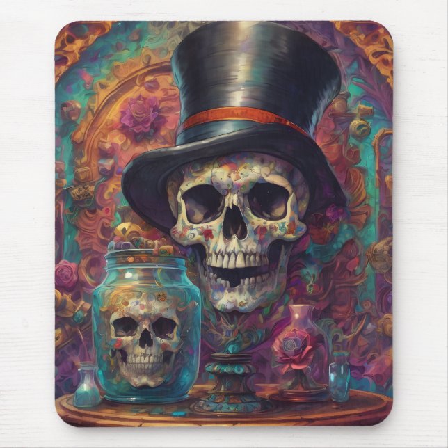 "Surreal Top Hat Skull" Art Mouse Pad (Frente)