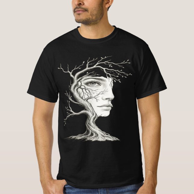 Surreal Tree Face Men's T-Shirt (Frente)