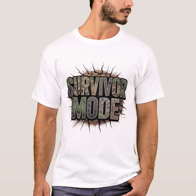 Survivor Mode Impact Hole Men’s T-Shirt – Dark  (Frente)