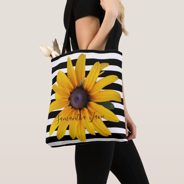 Susa Foto Black Stripe Tote Bag Amarelo (Close Up)
