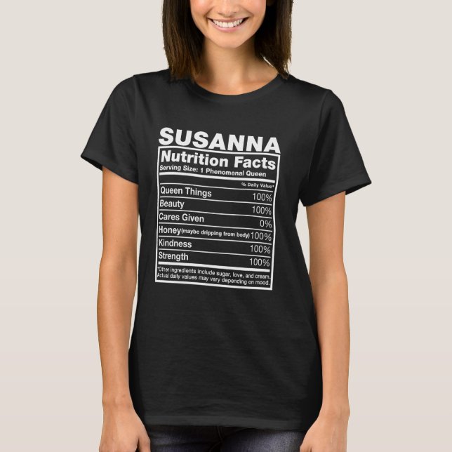 Susanna Nutrition Facts T-Shirt Susanna Name Birth (Frente)