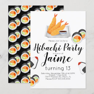 Sushi de Aquarela Convites de Aniversário de Adole