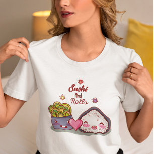 Sushi Encontra Rolls Kawaii Sushi T-Shirt