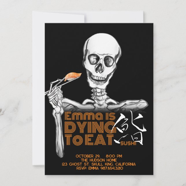 SUSHI Halloween cartões de convite (Frente)