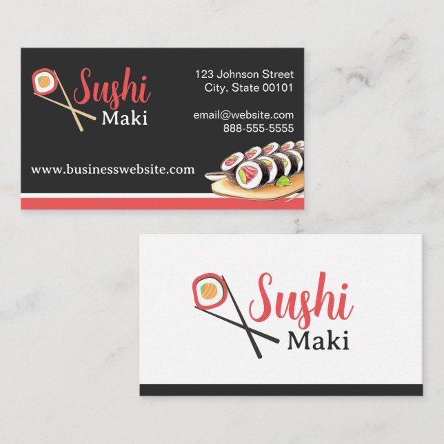 Sushi Maki Cartão de visita (Frente/Verso)
