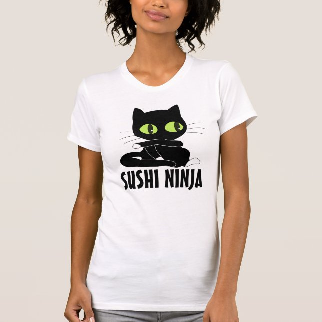 SUSHI NINJA CAT T-shirts engraçadas (Frente)