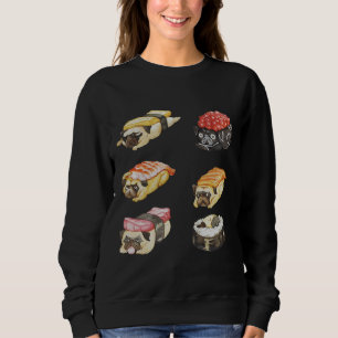 Sushi Pug Watercolor T-Shirt Clássico 487