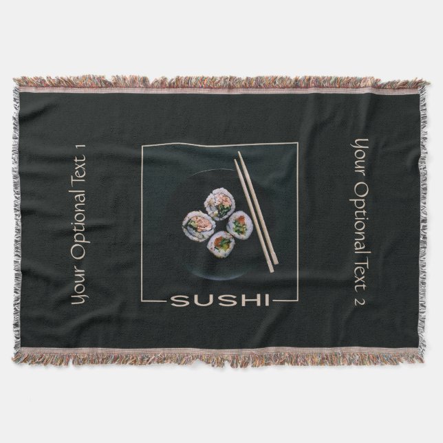 Sushi texto personalizado lança cobertor (Frente)