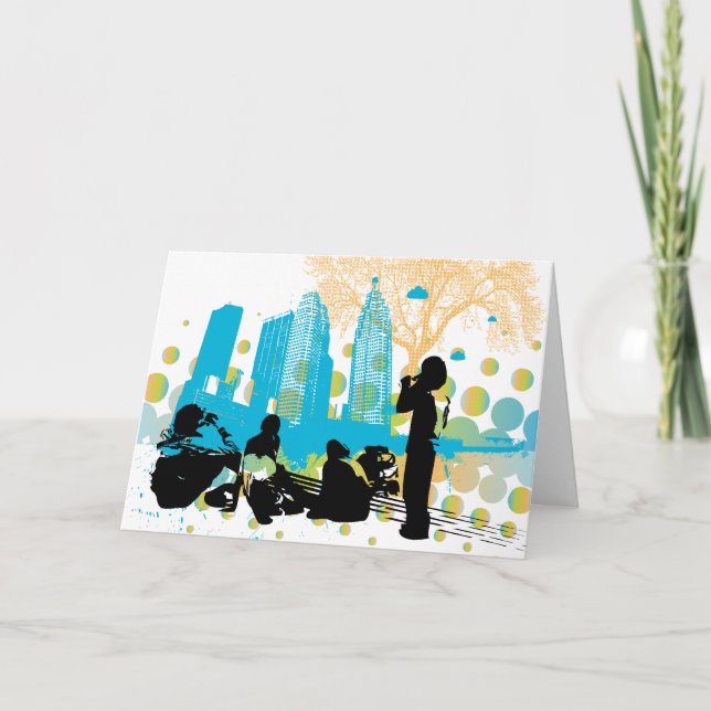 suspensão para fora com o cartão do grupo (Frente)