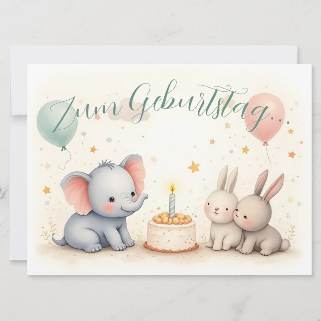 Süßer Geburtstagsgruß mit Tierfreunden (Frente)