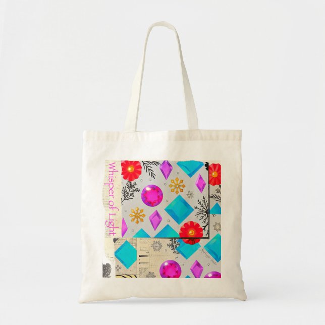 Sussurro de Luz – Bolsa Tote com Padrão de Gemas C (Frente)