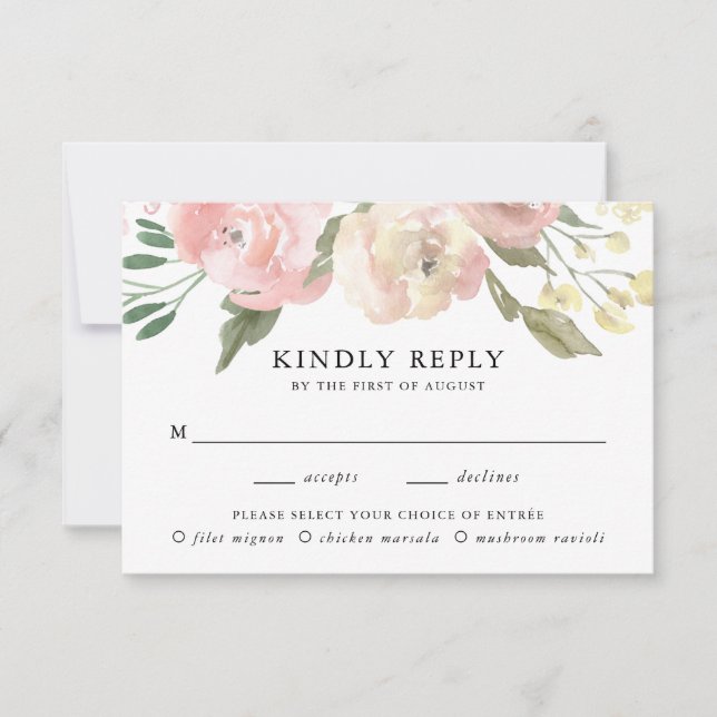 Sutil Blooms | Placa RSVP de Casamento de Escolha  (Frente)