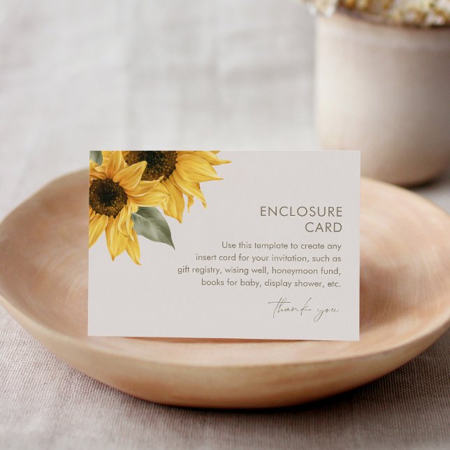 SUTTON Sunflower Enclosure Card, Convite Inserir (Criador carregado)
