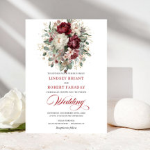 Boho burgundy and white flowers gold wedding 230Y
